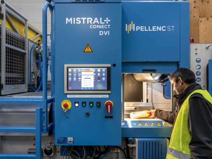 blue industrial waste sorting machine